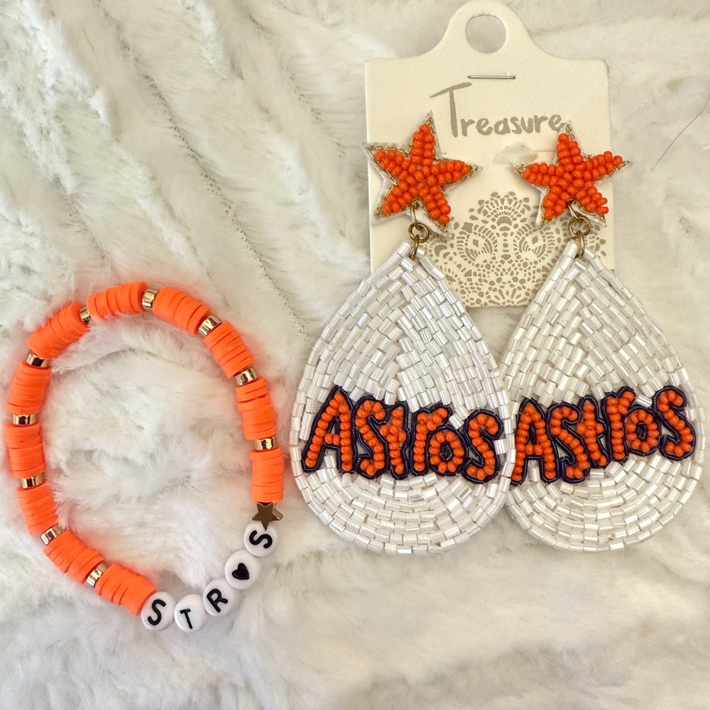 Orange and White Crystal Teardrop Earrings